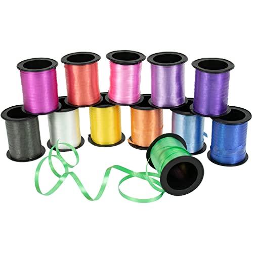 GIFTEXPRESS 12 Rolls Crimped Curling Ribbon Balloon Strings, Assorted Vivid Colors, 3/16" x 60 Ft per Rolls for Balloon Ties, Arts & Crafts, Gift Wrapping, Florists, Party Decoration - Image 2