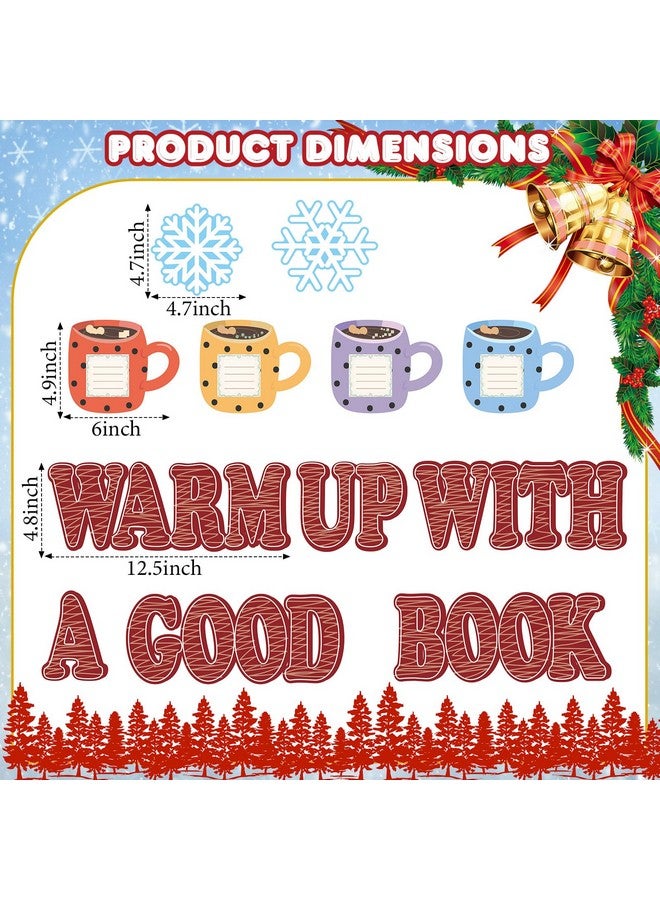 تاوباري مجموعة من 70 قطعة من قوالب لوحة الإعلانات على شكل رقاقات ثلج لفصل الشتاء وعيد الميلاد ورجل الثلج والبطاريق وقواطع الكاكاو الساخن لتزيين الفصول الدراسية لفصل الشتاء وعيد الميلاد والمدرسة والمنزل والجدار (بأسلوب الكاكاو الساخن) - Image 2