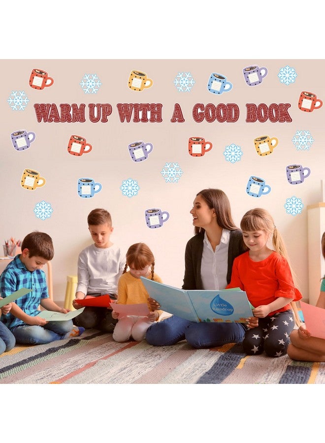 تاوباري مجموعة من 70 قطعة من قوالب لوحة الإعلانات على شكل رقاقات ثلج لفصل الشتاء وعيد الميلاد ورجل الثلج والبطاريق وقواطع الكاكاو الساخن لتزيين الفصول الدراسية لفصل الشتاء وعيد الميلاد والمدرسة والمنزل والجدار (بأسلوب الكاكاو الساخن) - Image 4