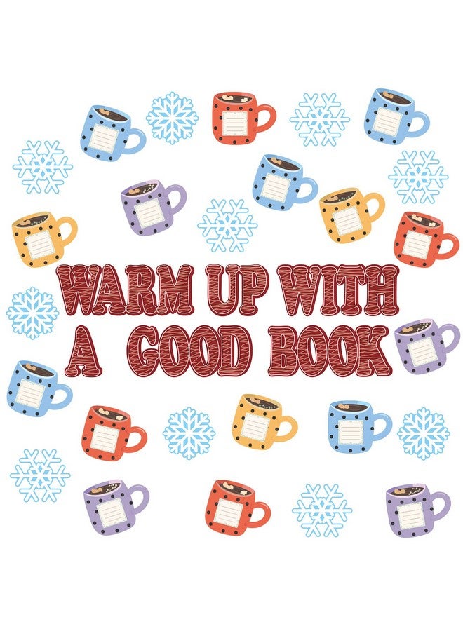 تاوباري مجموعة من 70 قطعة من قوالب لوحة الإعلانات على شكل رقاقات ثلج لفصل الشتاء وعيد الميلاد ورجل الثلج والبطاريق وقواطع الكاكاو الساخن لتزيين الفصول الدراسية لفصل الشتاء وعيد الميلاد والمدرسة والمنزل والجدار (بأسلوب الكاكاو الساخن) - Image 1