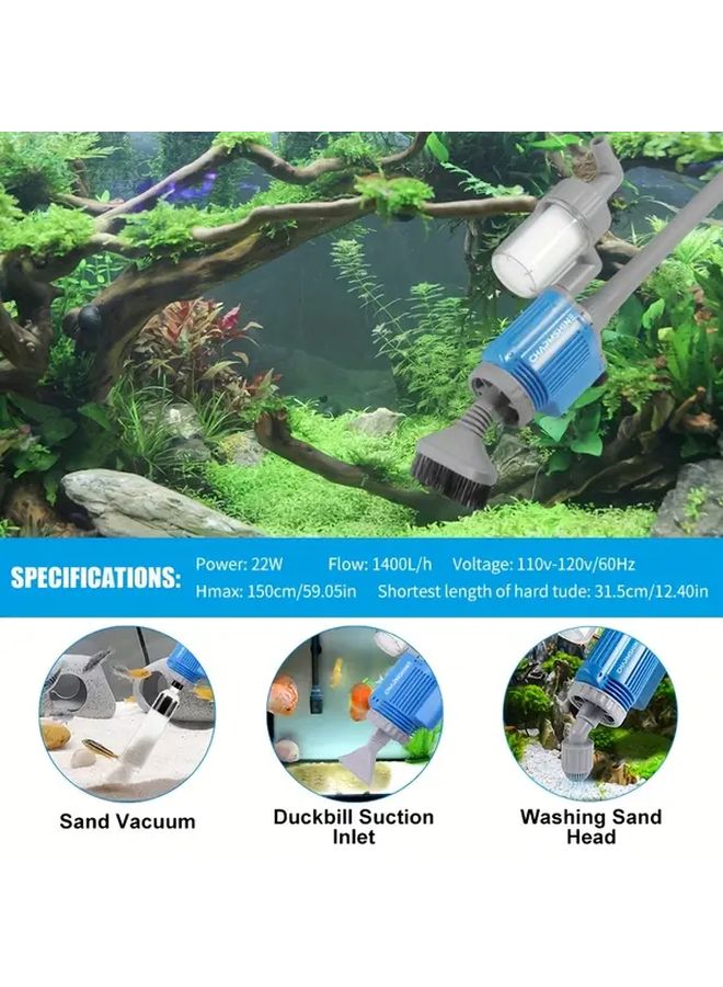 منظف الحصى الأسود الكهربائي المتكامل لحوض السمك - أداة تنظيف فعالة - Image 4