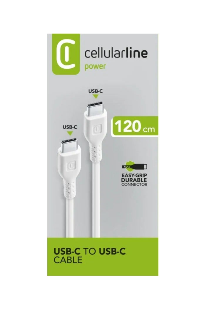 Cellularline Cellularline Power Cable 120cm   USB C to USB C White 