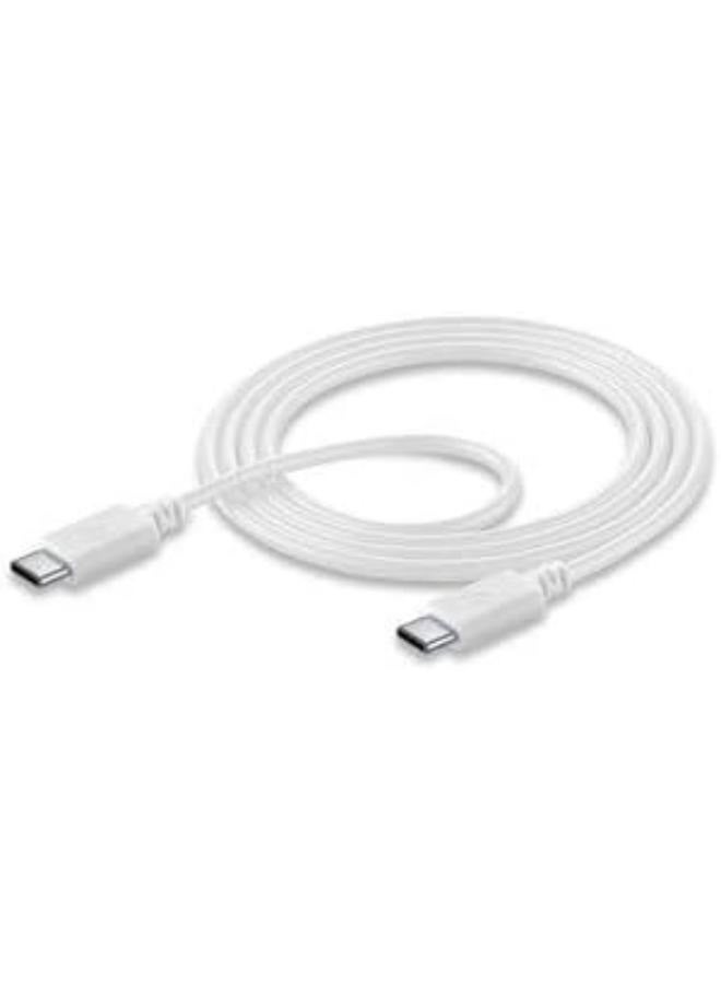 سيلولار لاين كابل طاقة Cellularline بطول 120 سم من USB C إلى USB C باللون الأبيض - Image 2