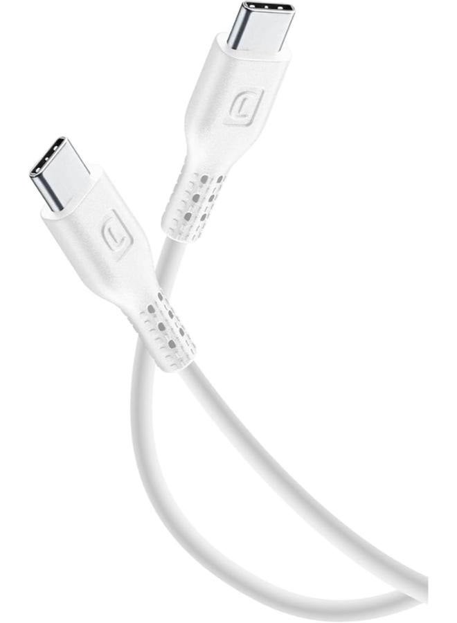 سيلولار لاين كابل طاقة Cellularline بطول 120 سم من USB C إلى USB C باللون الأبيض - Image 1