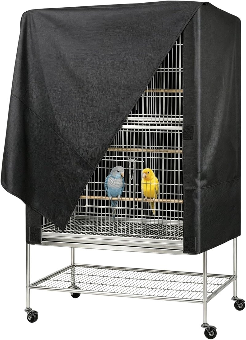 Black 600D Oxford Fabric Bird Cage Cover, 33L x 23W x 41H Inch Weatherproof Parrot Cage Cover, Full Coverage Dustproof Shade, Easy Access for Outdoor Patio - Image 1