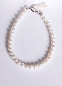 KIDS Bracelet 1st 14Cm, Freshwater Pearls, A Quality, White Color, 4.0-2.5MM, 18KW