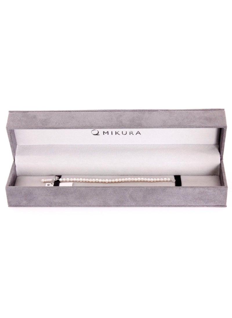 MIKURA - KIDS Bracelet 1st 14Cm, Freshwater Pearls, A Quality, White Color, 4.0-2.5MM, 18KW - Image 1