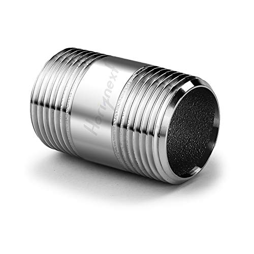 Horiznext stainless steel 304 pipe nipple npt 1/2 male threaded cast fitting, 2 inches length tube sleeve extension connector, schedule 40 conduit hose adapter - Image 1