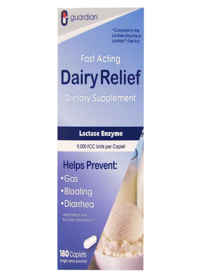 guardian Dairy Relief Fast Acting Lactase, 360 Caplets, 9000 FCC Maximum Strength, Lactose Intolerance Pills, Lactase Enzyme Supplement (360 CT) - Image 2