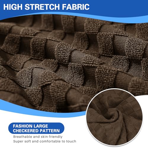MAXIJIN Latest Recliner Slipcovers for Living Room 4 Pieces Stretch Jacquard Recliner Chair Cover Soft Fitted Recliner Protector with Elastic Bottom for Kids, Pets (Recliner, Dark Coffee) - Image 3