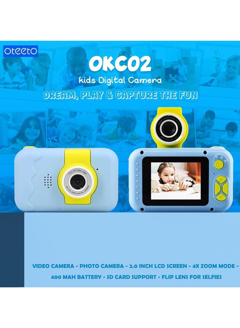 Oteeto Oteeto OKC02 Kids Digital Camera With 2 Inch LCD Screen and Flip Lens Blue  - Image 3