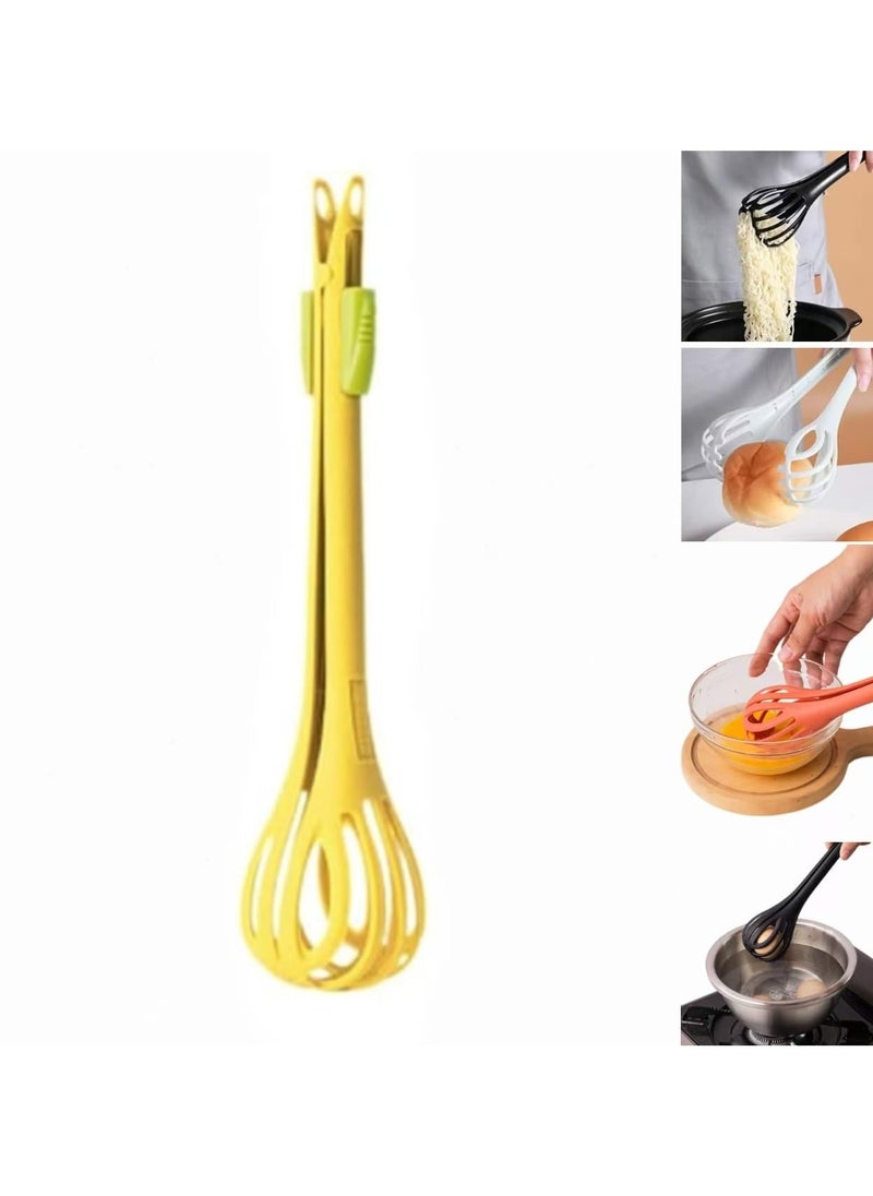 CMGTYYD 2 in 1 Food Clip & Egg Whisk, Multifunctional Egg Beater, Handheld Egg Whisk Blender Bread Clip, Bread Clip Handheld Blende, Multifunctional Kitchen Tool for Cooking, Mixing, Barbecue Yellow  - Image 1