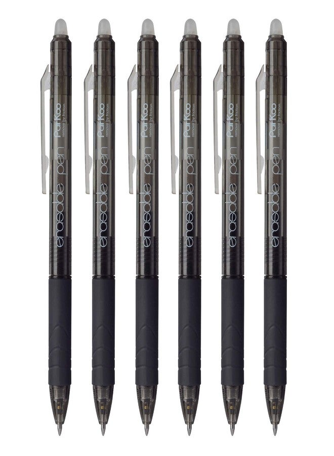 ParKoo Retractable Erasable Gel Pens Clicker, Fine Point, Make Mistake Disappear, Black Ink for Note Taking and Crossword Puzzles, 6-Pack - Image 2