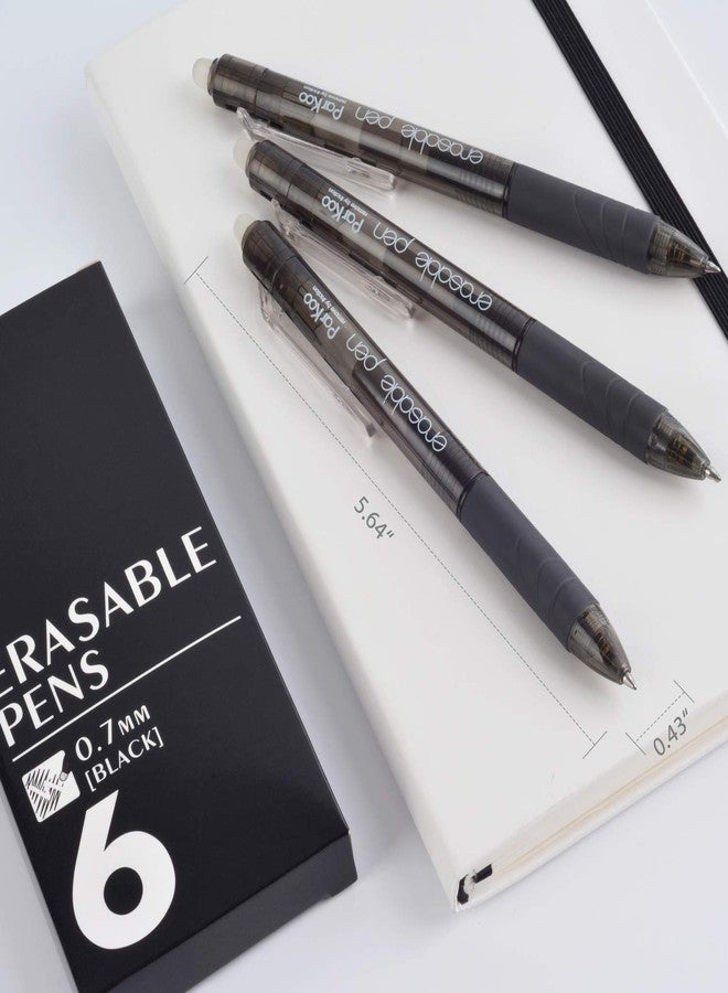 ParKoo Retractable Erasable Gel Pens Clicker, Fine Point, Make Mistake Disappear, Black Ink for Note Taking and Crossword Puzzles, 6-Pack - Image 3