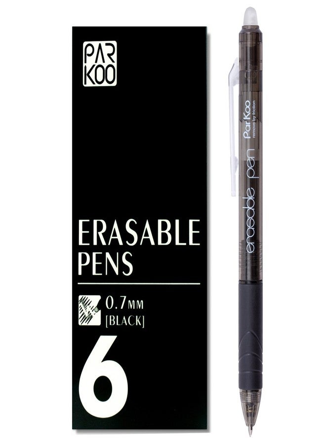 ParKoo Retractable Erasable Gel Pens Clicker, Fine Point, Make Mistake Disappear, Black Ink for Note Taking and Crossword Puzzles, 6-Pack - Image 1
