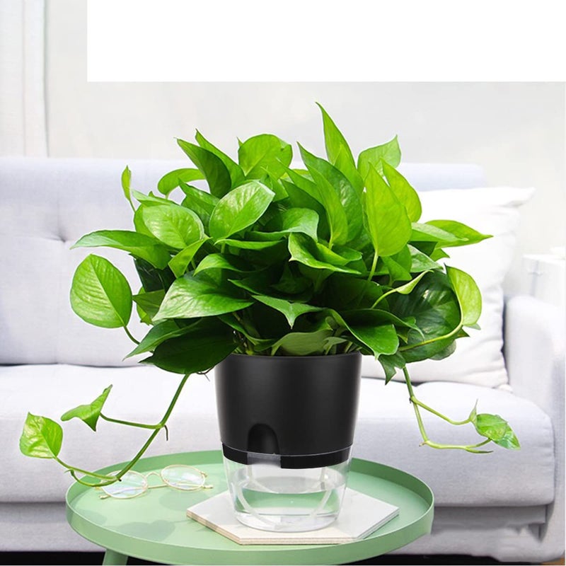 Vanavazon 6 Inch Self Watering Planter Pots for Indoor Plants, 3 Pack African Violet Pots with Wick Rope-Black - Image 4