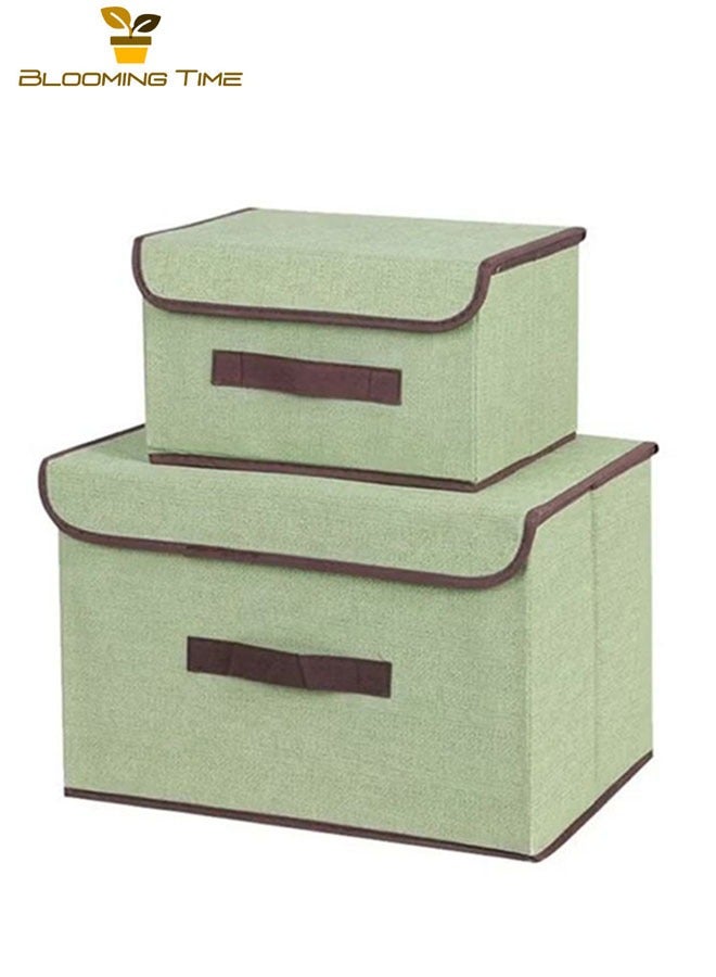 BLOOMING TIME 2-Piece Foldable Cloth Storage Box Green  - Image 1