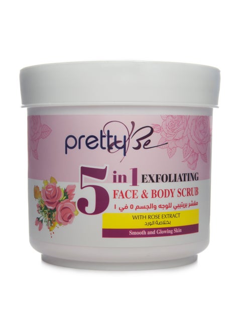 Pretty Be 5 in 1  Exfoliating Face and Body Scrub With Rose Extract - 550ml