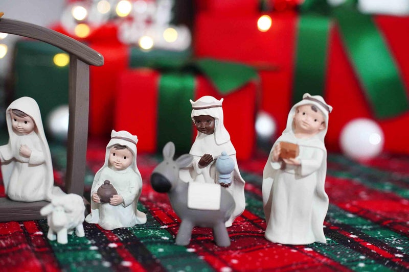 PlentifulHome 12-Piece Resin Christmas Nativity Scene Set – Miniature Holy Family Figurines with Manger and Animals, Indoor Holiday Tabletop Display - Image 5