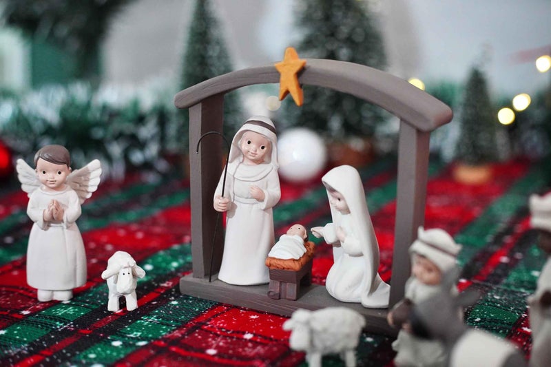 PlentifulHome 12-Piece Resin Christmas Nativity Scene Set – Miniature Holy Family Figurines with Manger and Animals, Indoor Holiday Tabletop Display - Image 3