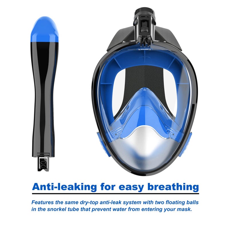Jwintee Full Face Snorkel Mask, Diving Mask for Kids and Adults,180° Panoramic View Snorkel Mask with Camera Mount, Safe Breathing, Anti-Leak&Anti-Fog - Image 5