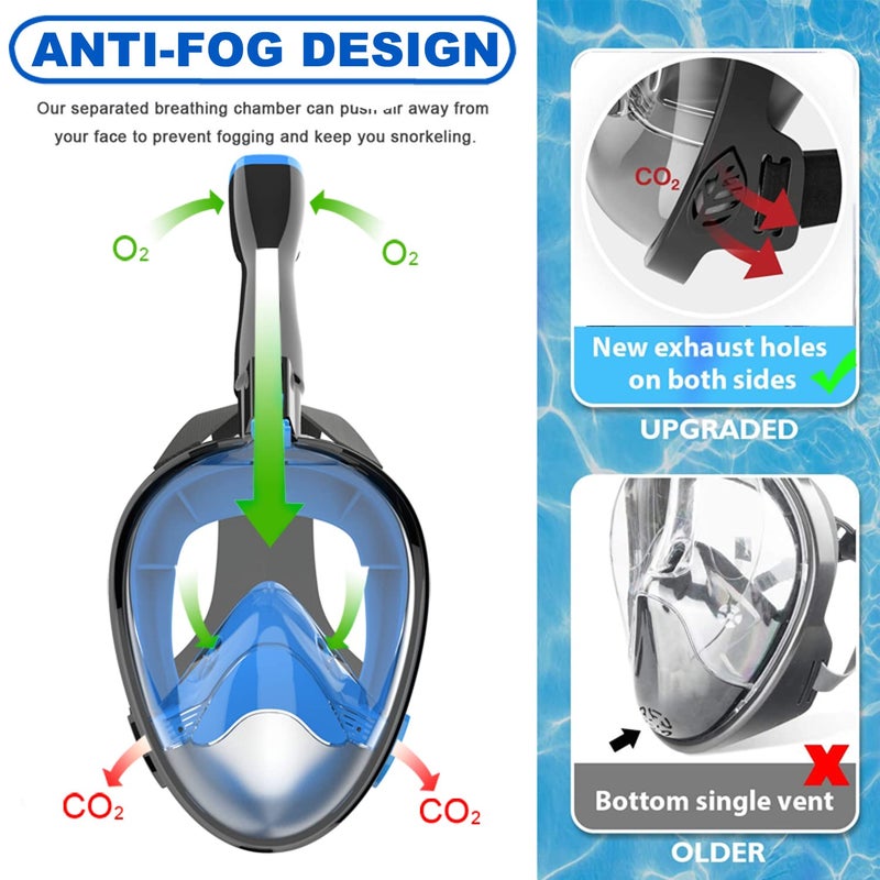Jwintee Full Face Snorkel Mask, Diving Mask for Kids and Adults,180° Panoramic View Snorkel Mask with Camera Mount, Safe Breathing, Anti-Leak&Anti-Fog - Image 4