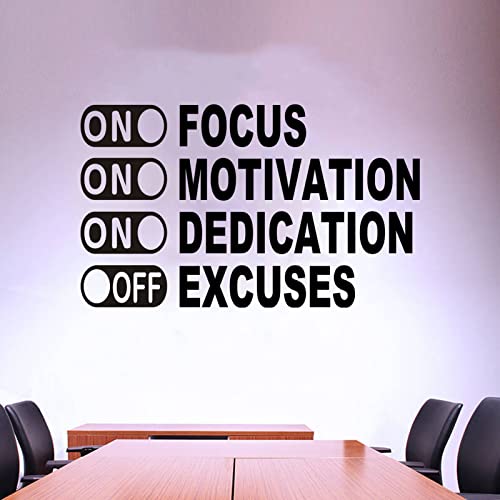 SEATUNE Motivational Wall Decals, Gym Wall Decor, Quotes Inspirational Classroom Office Workout Sport Positive Exercise Home Vinyl Art Stickers On Focus On Motivation On Dedication Off Excuses 20"X12" - Image 1