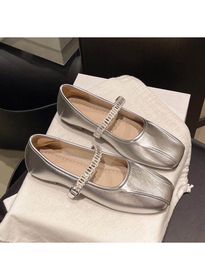 Spring/summer New Korean Style Fashion Single Strap Women's Trendy Round Toe Shallow Soft Sole Flat Loafers