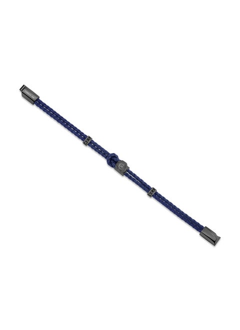 Constanzo Navy Blue Leather Bracelet for Men with Stand-Out Loop and CRR Signature