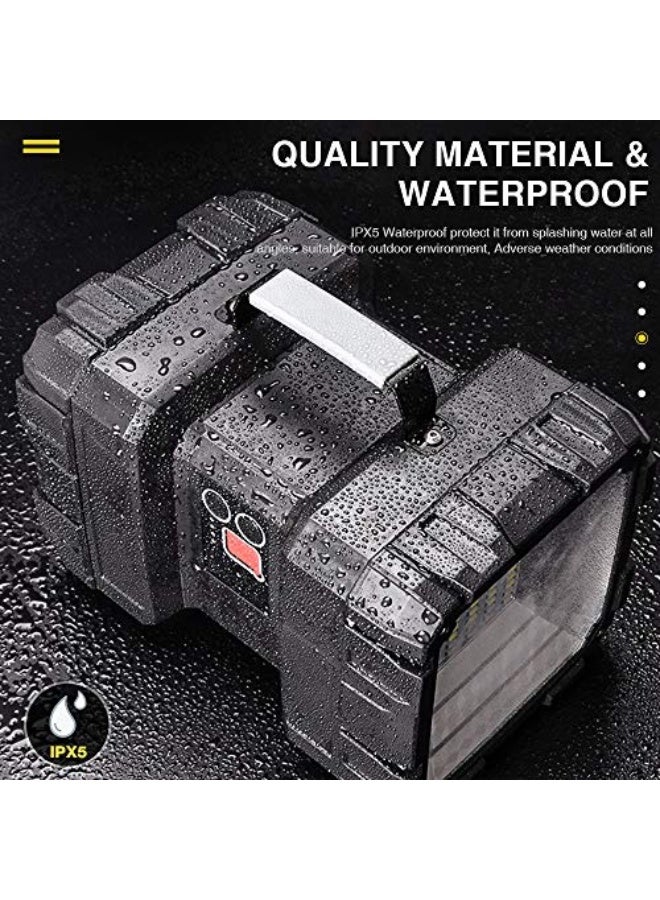 LED Torch Rechargeable 4800 Lumens Super Bright Spotlight Multifunction Flashlight 7 Modes 10000mAh Camping Torch, Waterproof Handheld Searchlight Lantern Torch for Outdoor Hunting Camping - Image 4