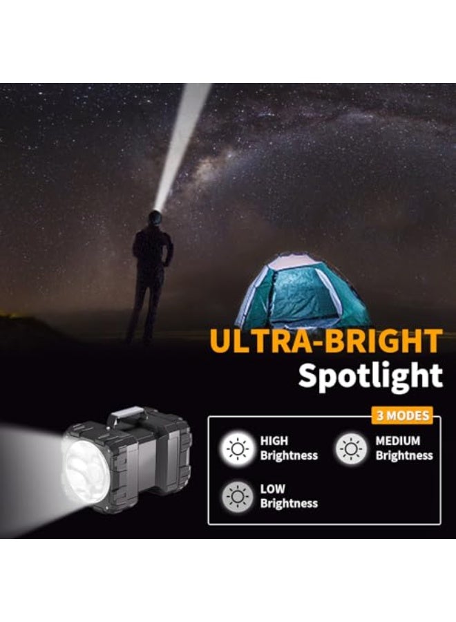LED Torch Rechargeable 4800 Lumens Super Bright Spotlight Multifunction Flashlight 7 Modes 10000mAh Camping Torch, Waterproof Handheld Searchlight Lantern Torch for Outdoor Hunting Camping - Image 2