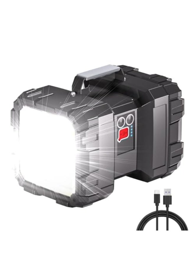 LED Torch Rechargeable 4800 Lumens Super Bright Spotlight Multifunction Flashlight 7 Modes 10000mAh Camping Torch, Waterproof Handheld Searchlight Lantern Torch for Outdoor Hunting Camping - Image 1