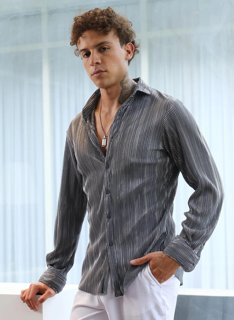 Campus Sutra Pleat-Creased Shirt