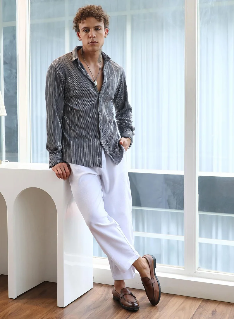 Campus Sutra Pleat-Creased Shirt