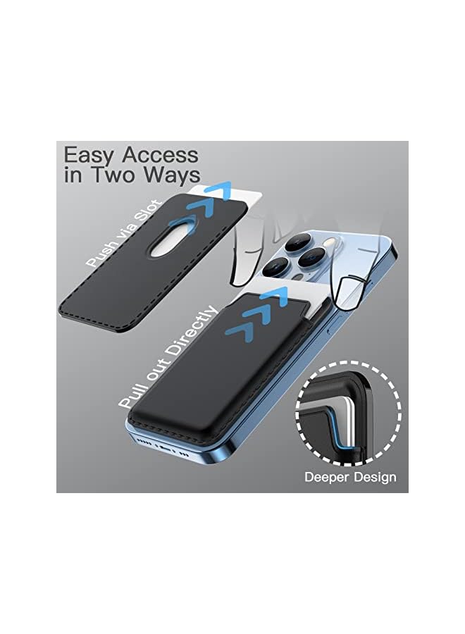 Jetech Magnetic Wallet Compatible With Magsafe For Iphone 14/13/12 Series, Pu Phone Card Holder (Black) - Image 3