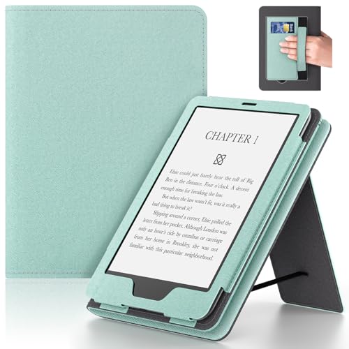 Lainergie 6in Case with Hand Strap and Stand,Incompatible with Old Version, Durable Synthetic Leather Cover with Auto Sleep Wake,Light Green - Image 1