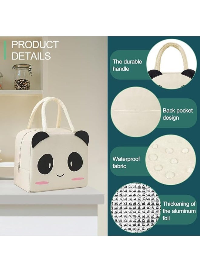 ChicAbode الأولاد والبنات أطفال حقيبة الغداء، باندا حقيبة الغداء مربع، للأطفال إعادة الاستخدام معزولة حقيبة الغداء، الياقة البيضاء الممرضة الطالب مكتب العامل الغداء حقيبة (باندا) - Image 3