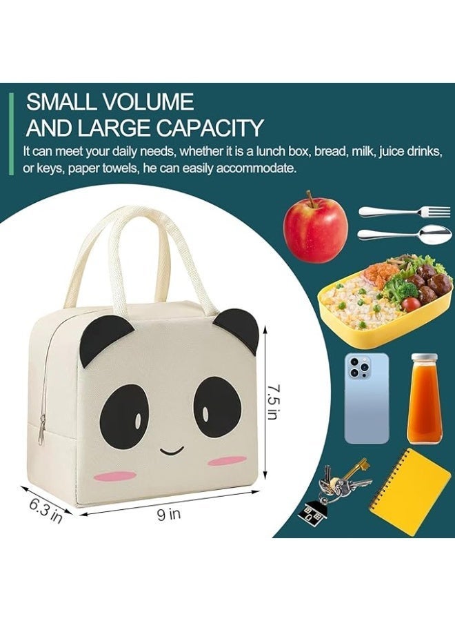 ChicAbode الأولاد والبنات أطفال حقيبة الغداء، باندا حقيبة الغداء مربع، للأطفال إعادة الاستخدام معزولة حقيبة الغداء، الياقة البيضاء الممرضة الطالب مكتب العامل الغداء حقيبة (باندا) - Image 2