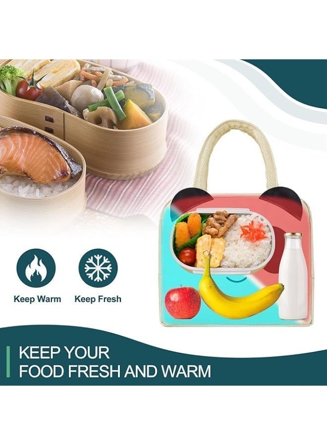 ChicAbode الأولاد والبنات أطفال حقيبة الغداء، باندا حقيبة الغداء مربع، للأطفال إعادة الاستخدام معزولة حقيبة الغداء، الياقة البيضاء الممرضة الطالب مكتب العامل الغداء حقيبة (باندا) - Image 5