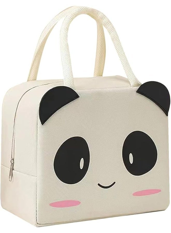 ChicAbode الأولاد والبنات أطفال حقيبة الغداء، باندا حقيبة الغداء مربع، للأطفال إعادة الاستخدام معزولة حقيبة الغداء، الياقة البيضاء الممرضة الطالب مكتب العامل الغداء حقيبة (باندا) - Image 1