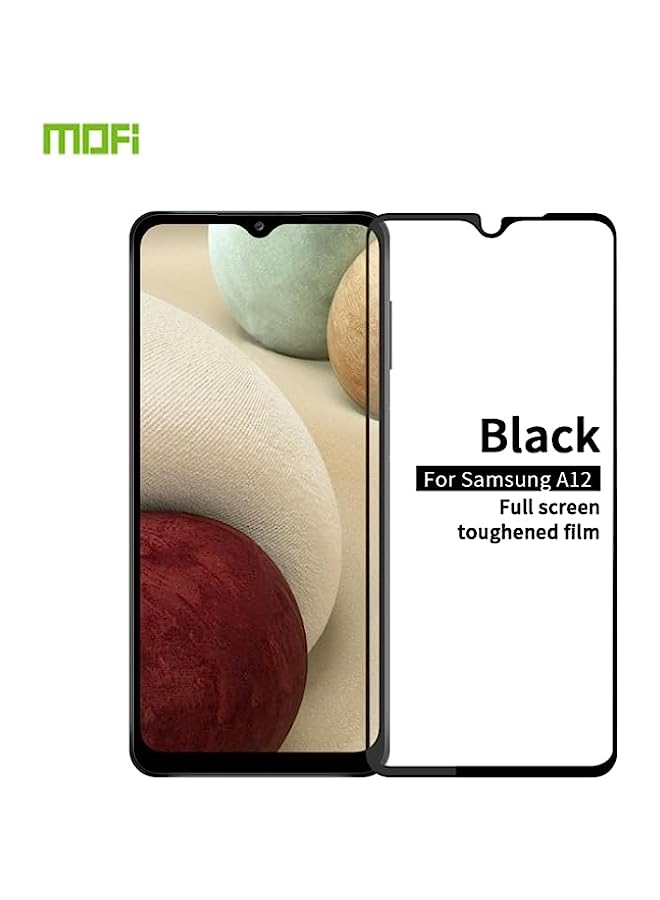 MOFI Tempered Glass Screen Protector Compatible For Samsung Galaxy A12 MOFI 9H 2.5D Full Screen Tempered Glass Film Black - Image 1