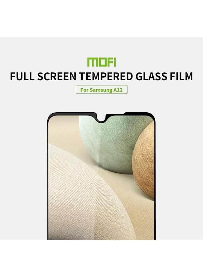 MOFI Tempered Glass Screen Protector Compatible For Samsung Galaxy A12 MOFI 9H 2.5D Full Screen Tempered Glass Film Black - Image 2