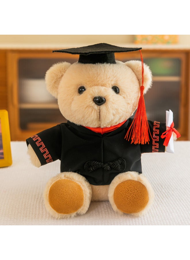 Creative Cartoon Graduation Bear Doll Bachelor's Clothing Doll Master's Doctor Bear Plush Toy Graduation Season Gift-Color:Red Collar-Height:25cm - Image 1