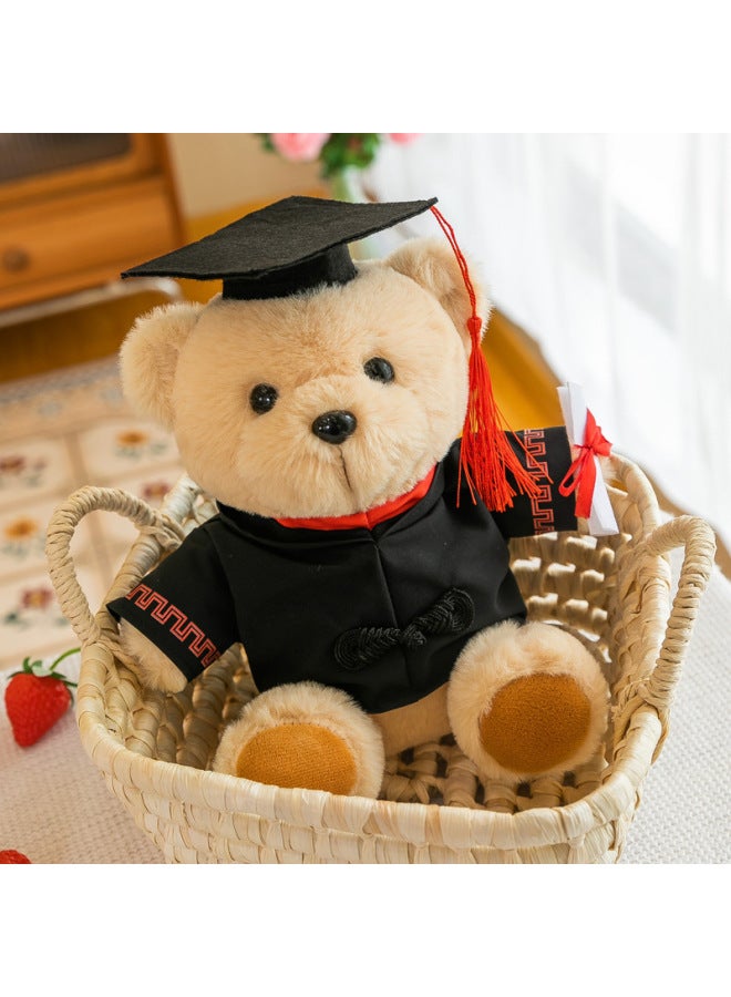 Creative Cartoon Graduation Bear Doll Bachelor's Clothing Doll Master's Doctor Bear Plush Toy Graduation Season Gift-Color:Red Collar-Height:25cm - Image 3