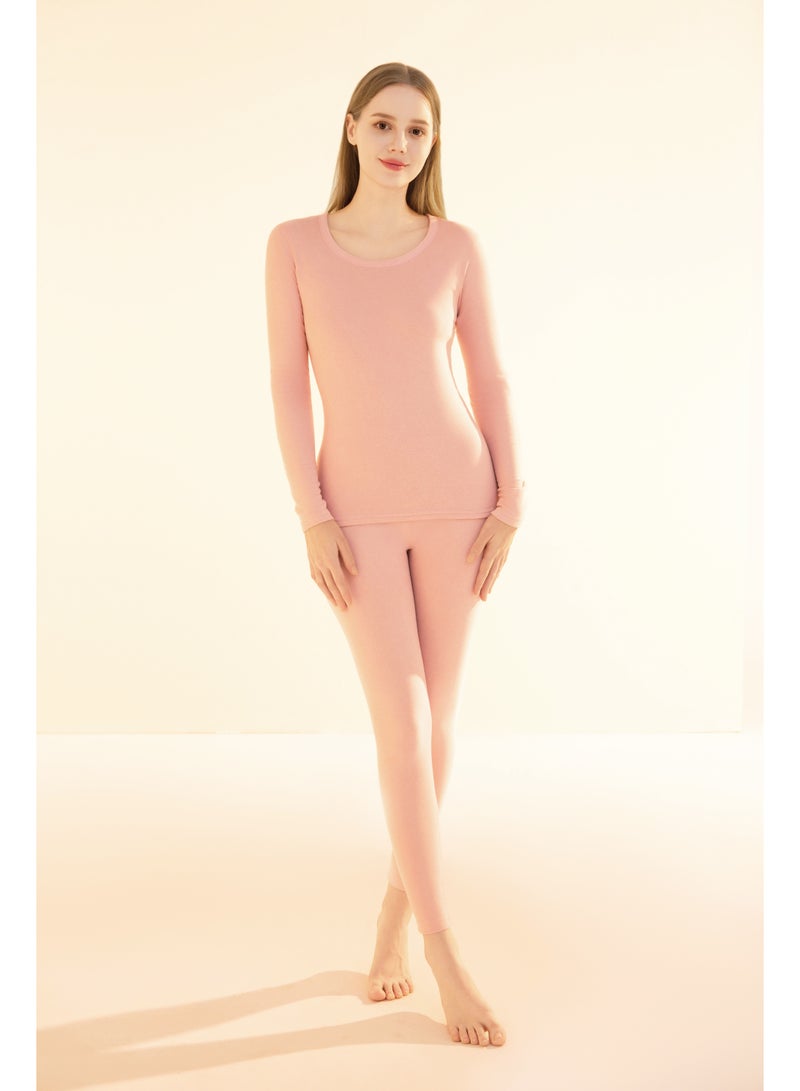 Remy Belle Remy Belle Thermal Underwear for Women Fleece Lined Base Layer Pajama Set Cold Weather Pink - Image 1