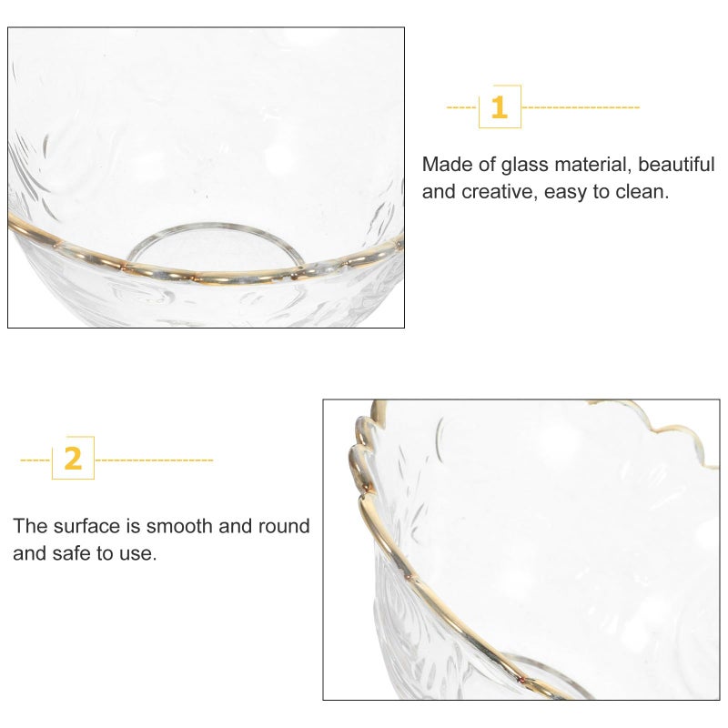 Gold Rimmed Glass Dessert Bowl Japanese Style Rose Edge for Fruit Salad Healthy Porridge - Image 4