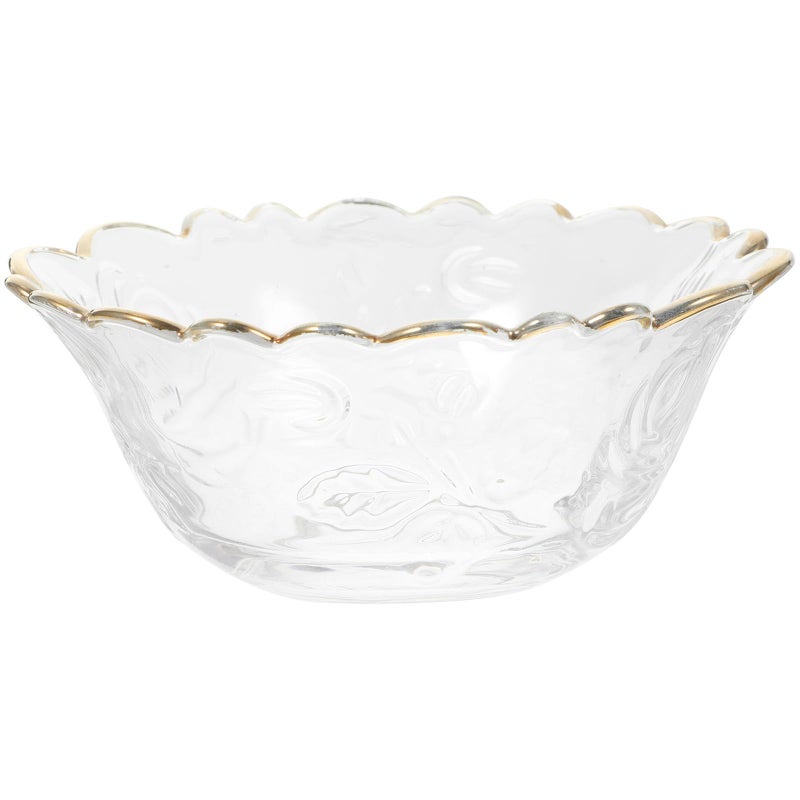 Gold Rimmed Glass Dessert Bowl Japanese Style Rose Edge for Fruit Salad Healthy Porridge - Image 2