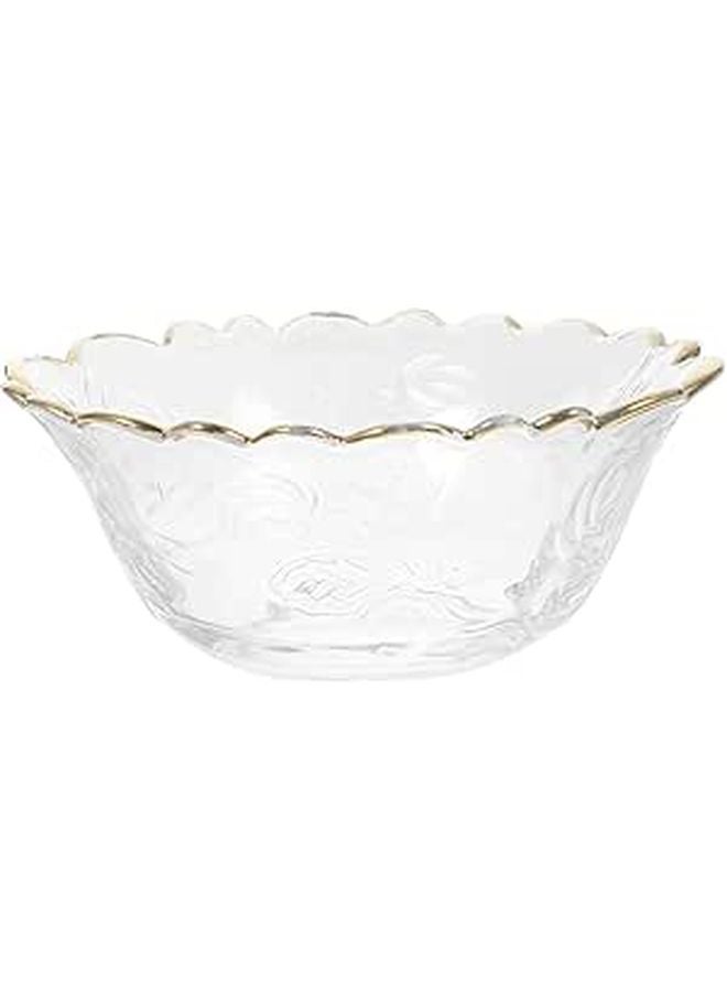 Gold Rimmed Glass Dessert Bowl Japanese Style Rose Edge for Fruit Salad Healthy Porridge - Image 1