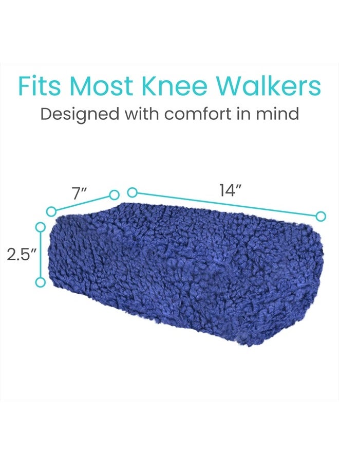 Vive Mobility Knee Scooter Pad Cover - Soft Plush Adult Sheepskin Memory Foam Cushion, Walker Accessory for Knee Roller, Padded Accessories Leg Cart Improves Comfort with Injury, Universal Fit (Blue)  - Image 5