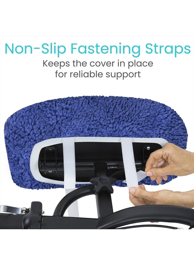 Vive Mobility Knee Scooter Pad Cover - Soft Plush Adult Sheepskin Memory Foam Cushion, Walker Accessory for Knee Roller, Padded Accessories Leg Cart Improves Comfort with Injury, Universal Fit (Blue)  - Image 4